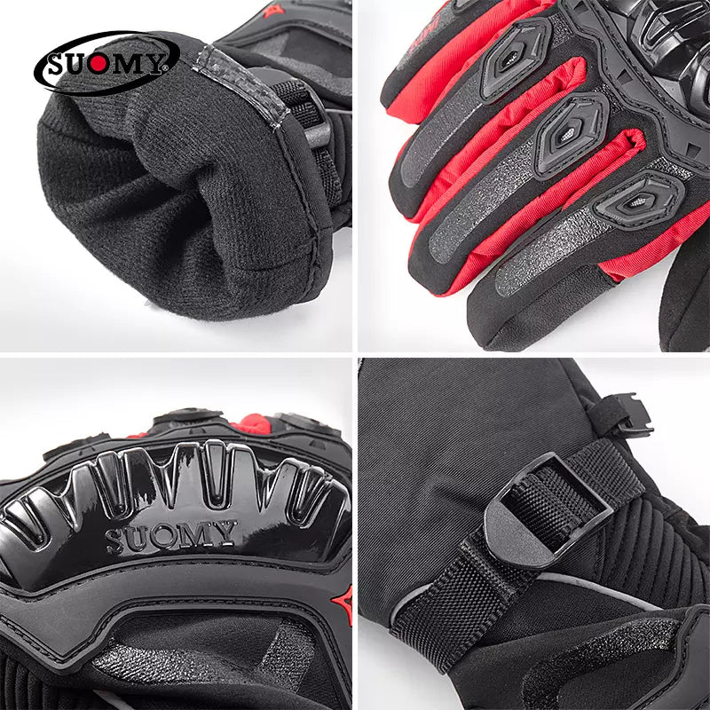  SUOMY Guantes de motocicleta para hombre, 100% impermeables,  resistentes al viento, guantes de moto de invierno, para pantalla táctil,  guantes de moto (SU-11, rosa, L) : Automotriz